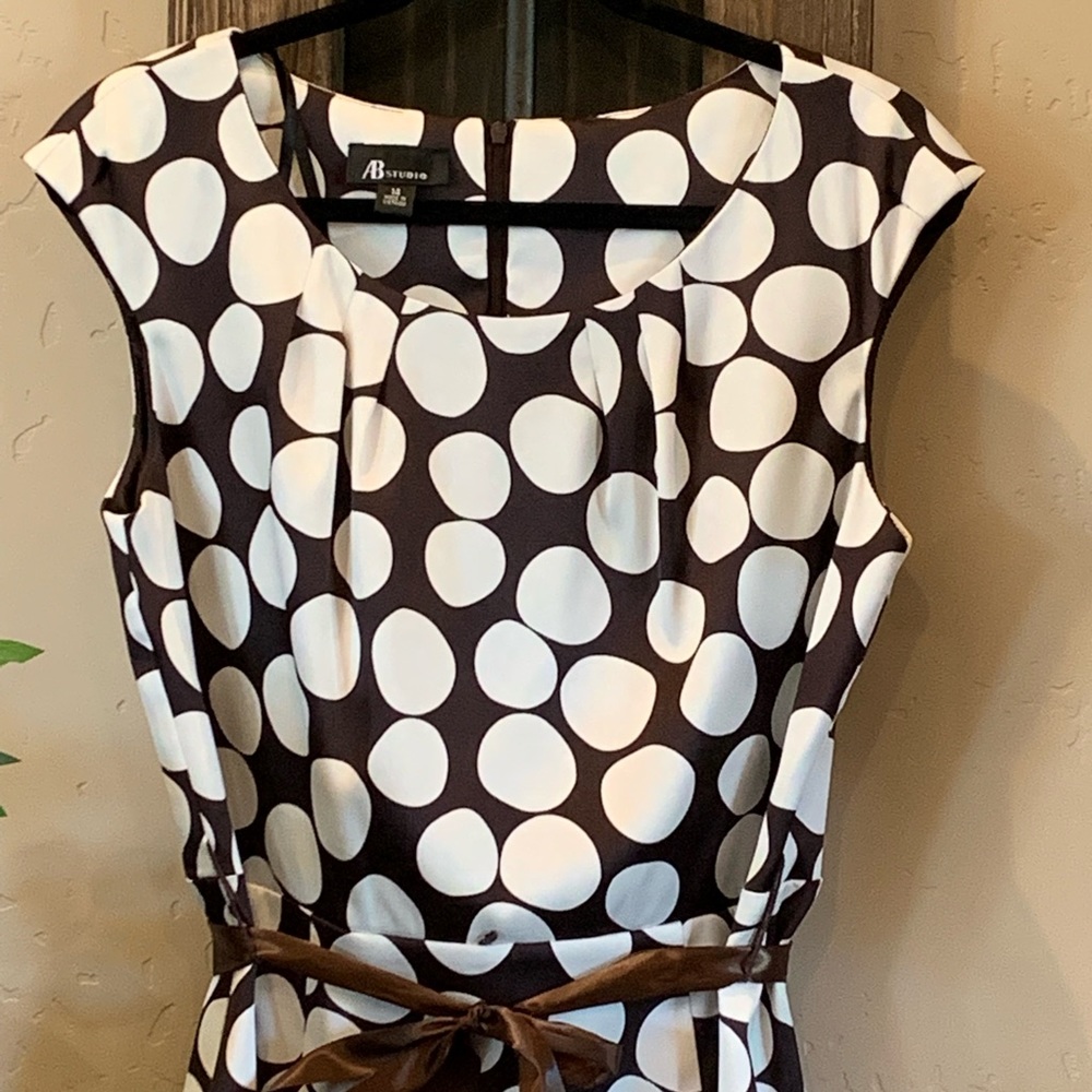 AB Studio Brown Polka Dot Dress